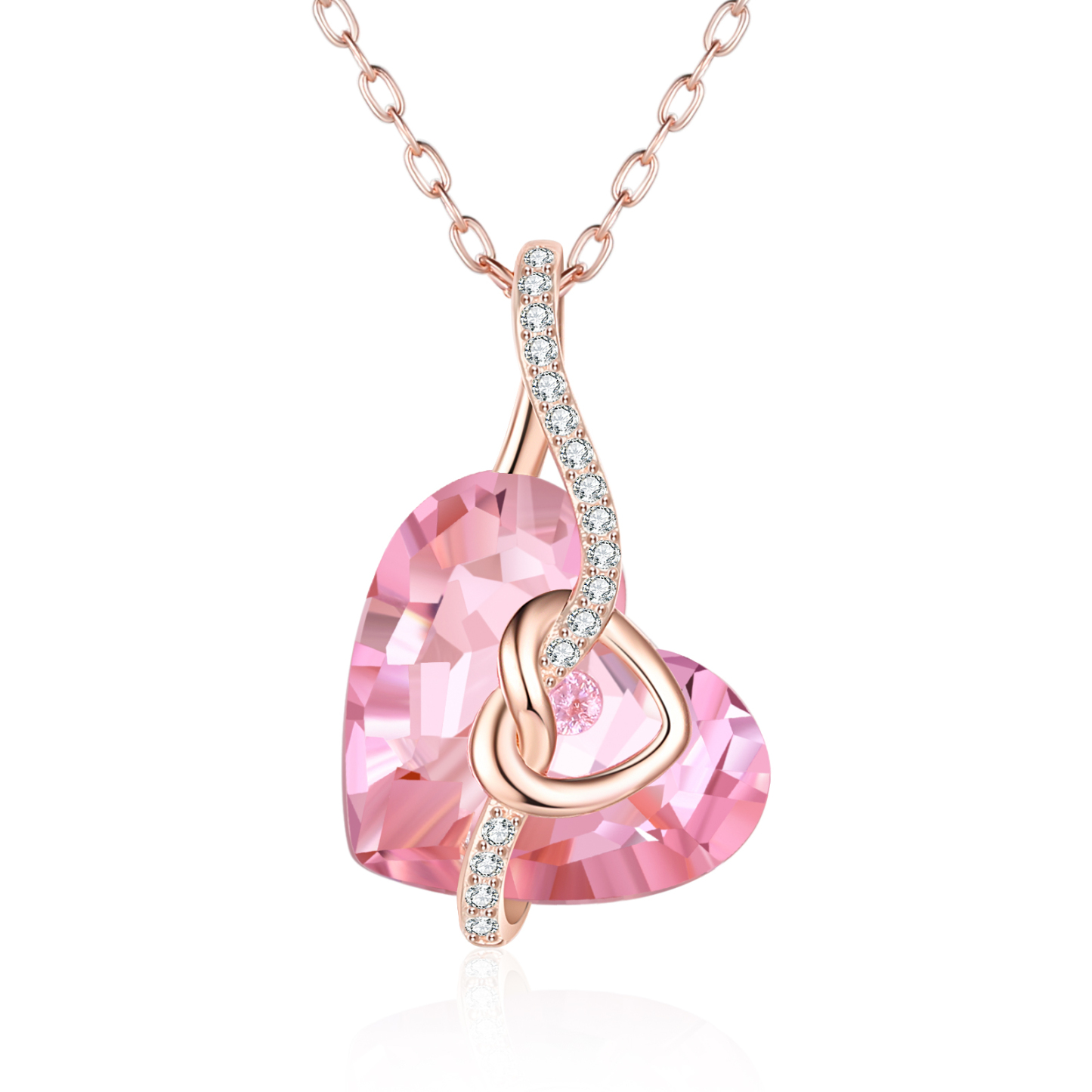 Heart-shaped Crystal Necklace Birthstone Necklace Gifts For Her-Jessemade AU