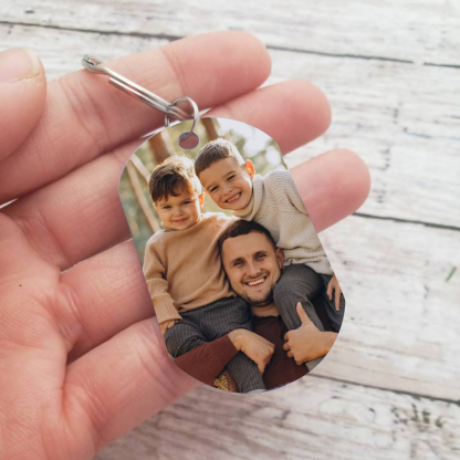 Dad Fist Bump Personalised Photo Keychain Engrave 2 Names Father's Day Gifts-Jessemade AU