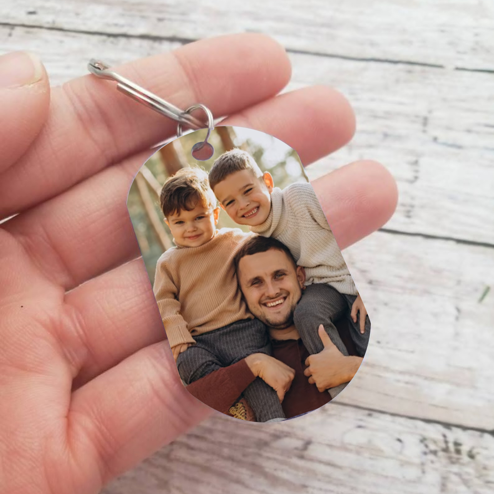 Dad Fist Bump Personalised Photo Keychain Engrave 4 Names Father's Day Gifts-Jessemade AU