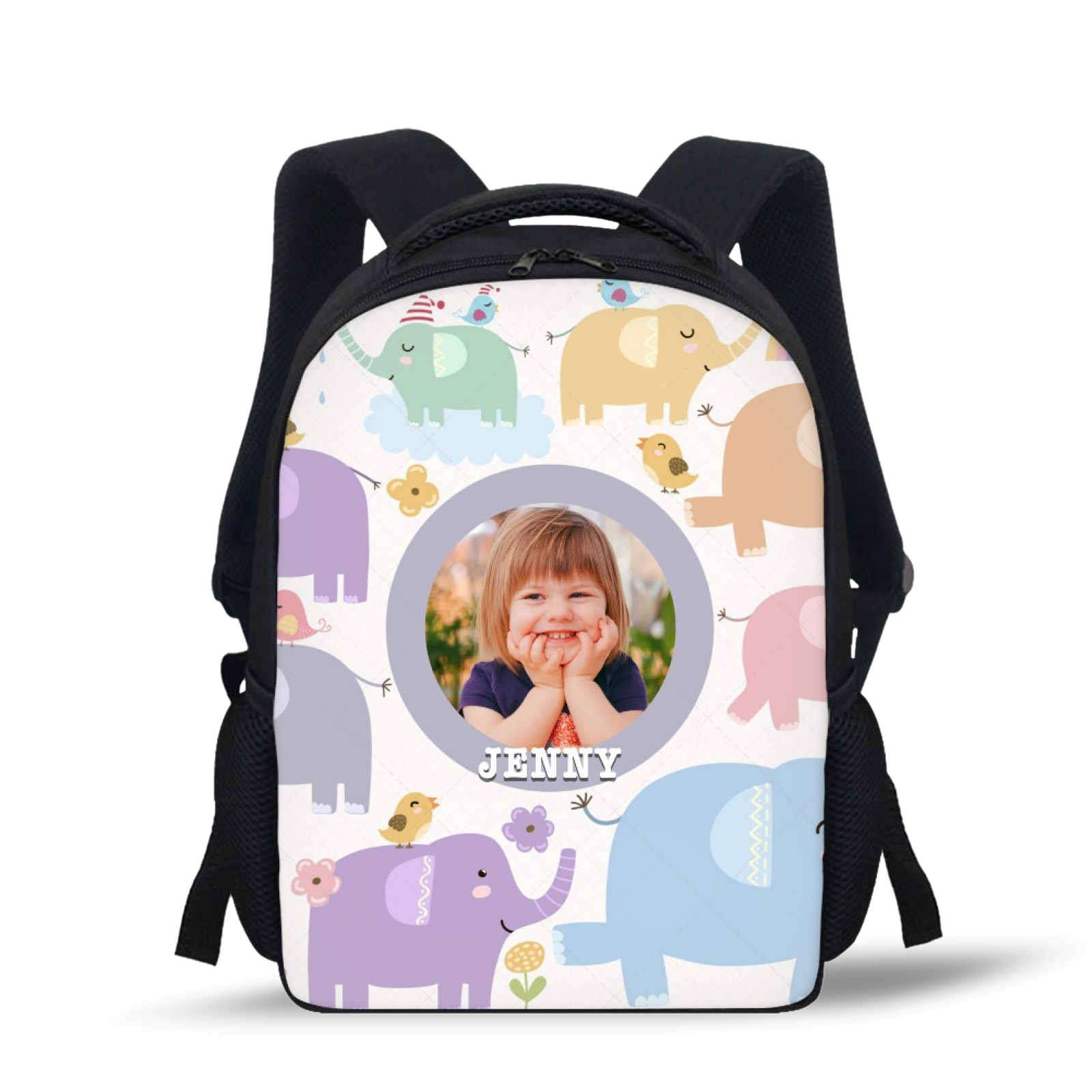 Personalised School Bag Custom Name And Photo Schoolbag Elephant Backpack for Kids-Jessemade AU