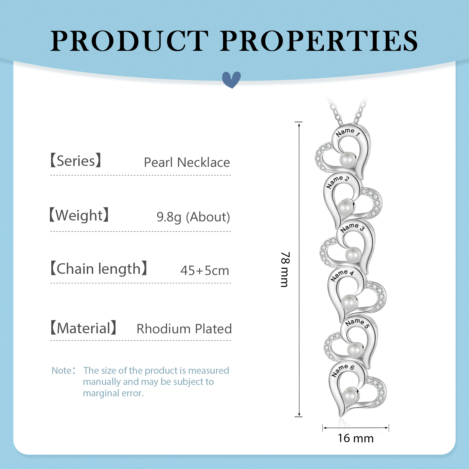 Custom Heart Necklace Engrave 6 Names Family Necklace-Jessemade AU