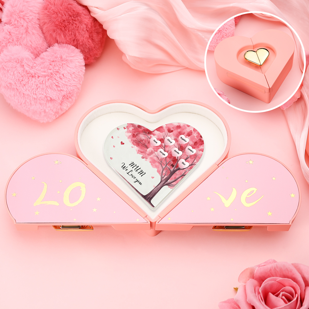 7 Names - Personalised Acrylic Heart Keepsake Custom Text Pink Tree Ornaments Gifts for Grandma/Mother-Jessemade AU