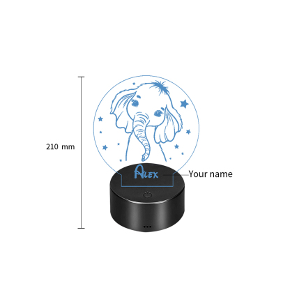 Custom Elephant Night Light 7 Colours Changing Night Light With Name LED Lamp Gifts For Kids-Jessemade AU