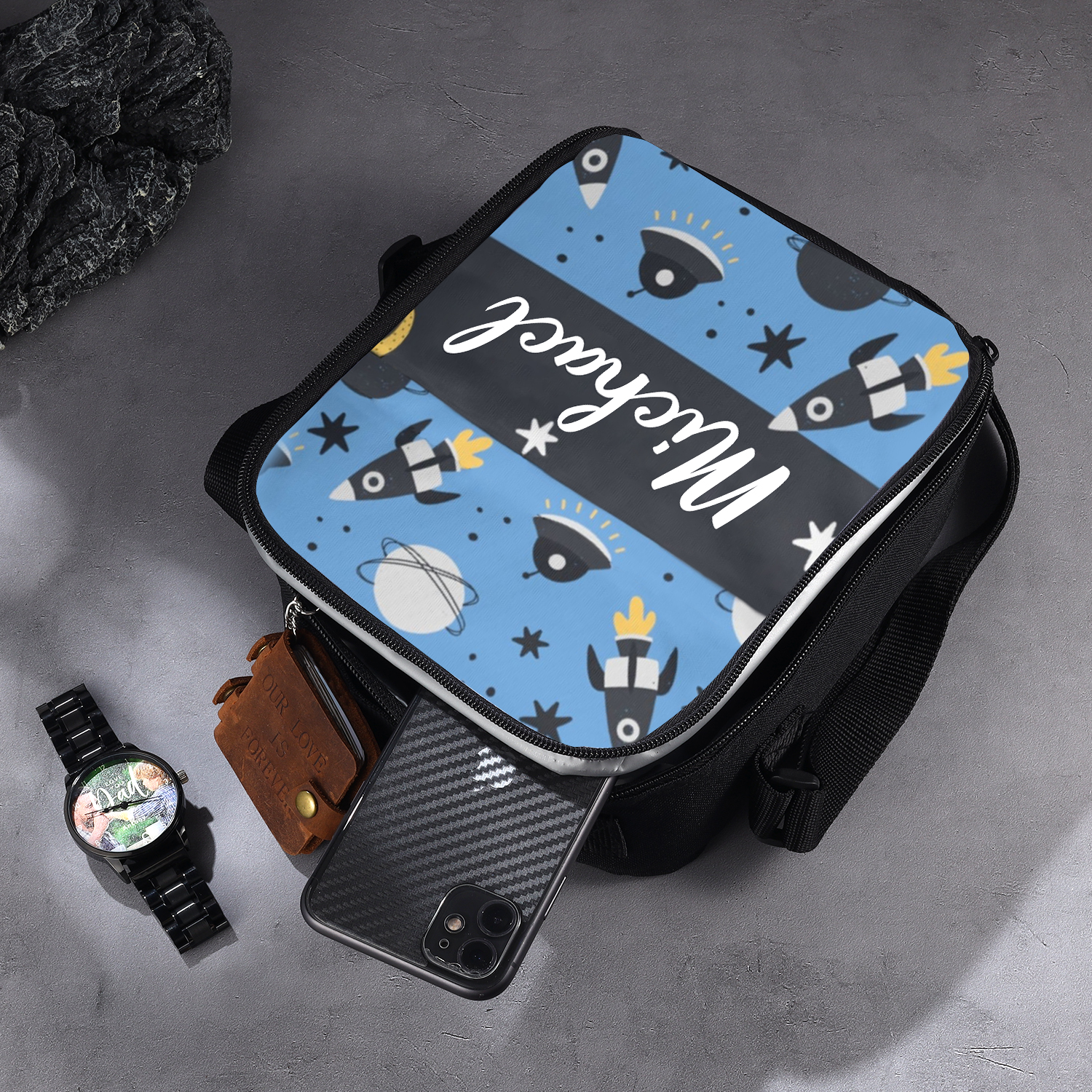 Custom Name Lunch Bag Personalised Rocket Lunch Box  Gifts for Kids-Jessemade AU