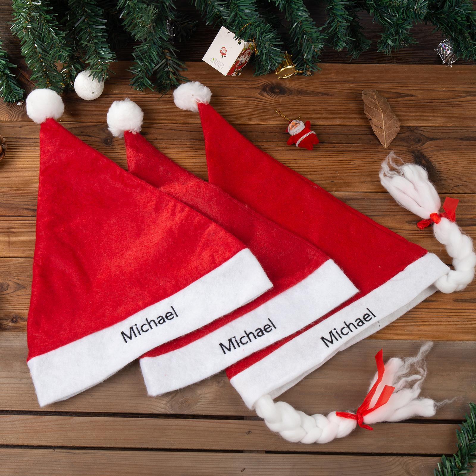 Santa Hat Needlepoint Christmas Hat Personalised Name Gifts for Family-Jessemade AU