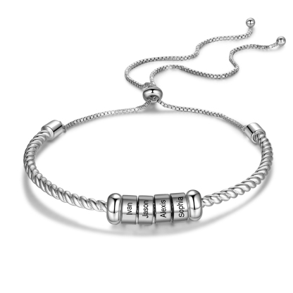 Personalised 4 Names Women's Bracelet With Beads-Jessemade AU