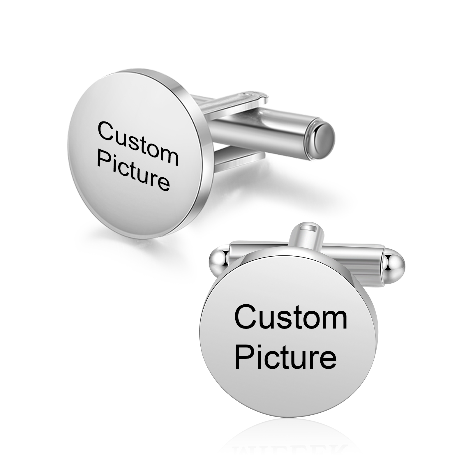 Personalised Men's Cufflinks Custom 2 Photos Circle Metal Cufflinks Wedding Gift for Him-Jessemade AU