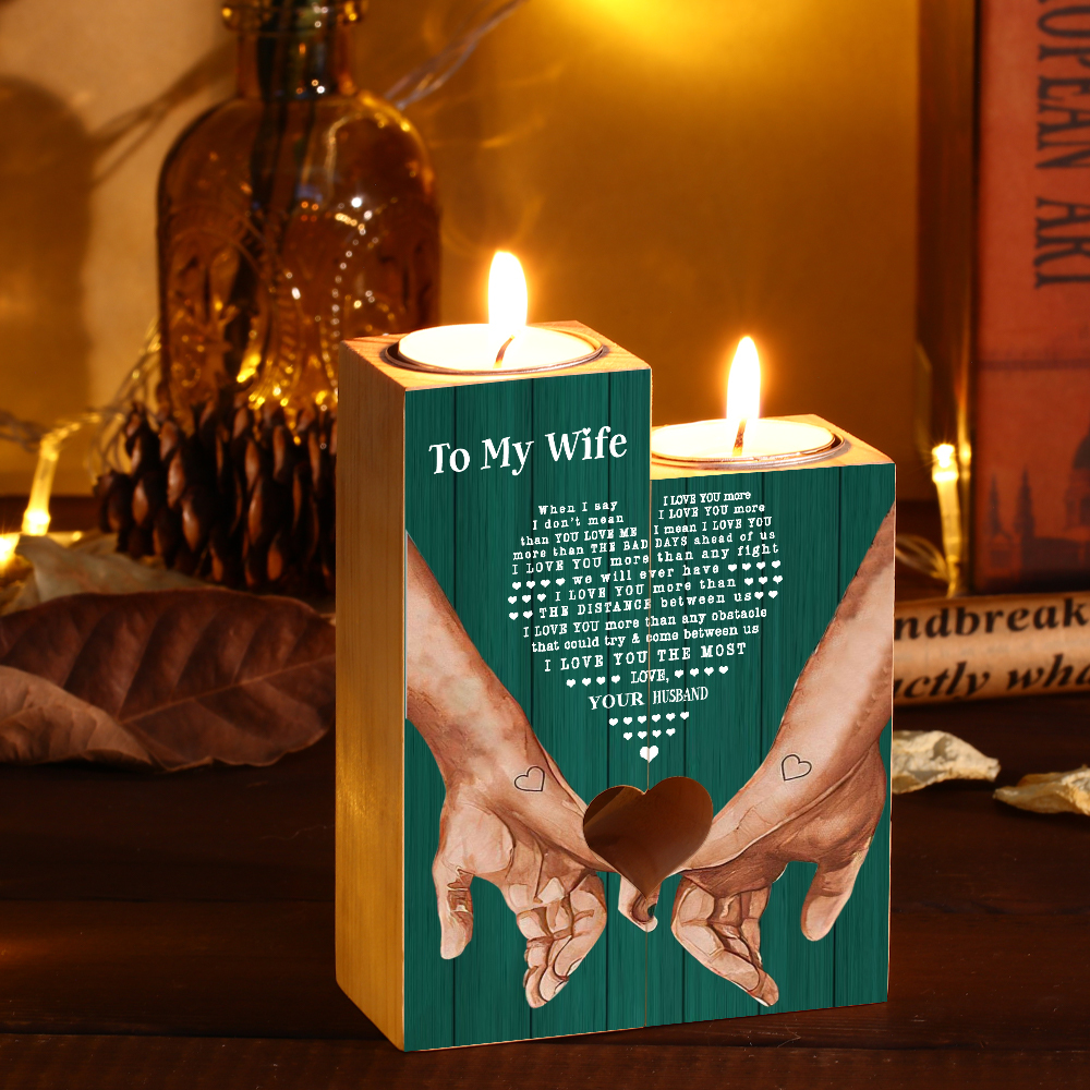 To My Wife Couple Candle Holder "I love you more than you love me" Candlesticks-Jessemade AU