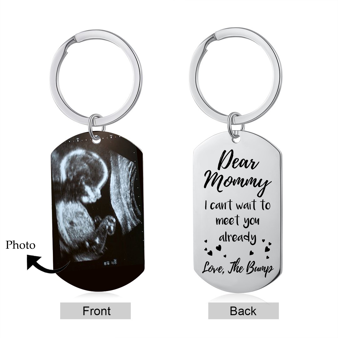 Personalised Photo Keychain Pregnant Newborn Keychain Gifts for Mommy/Mummy - I Can't Wait To Meet You Already-Jessemade AU