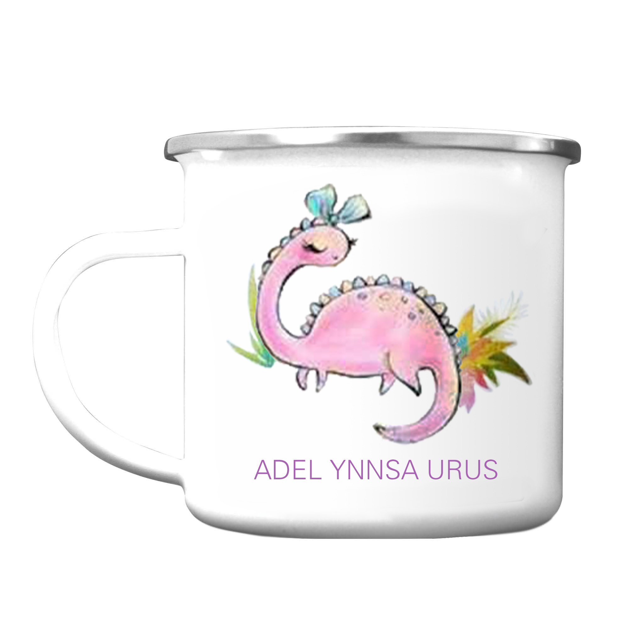 Personalised Enamel Mug Customised Name Dinosaur Cup Camping Mug Birthday Gift for Kids - Brachiosaurus-Jessemade AU