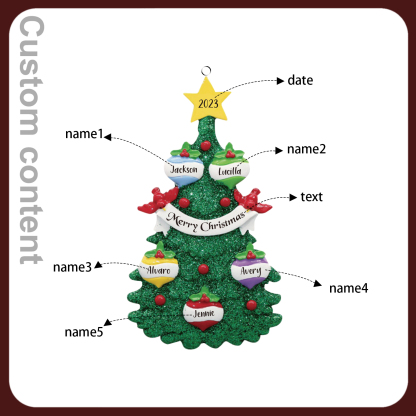 5 Names - Personalised Christmas Tree Ornaments Custom Text & Year Wooden Christmas Pendant Gifts for Family Friends-Jessemade AU