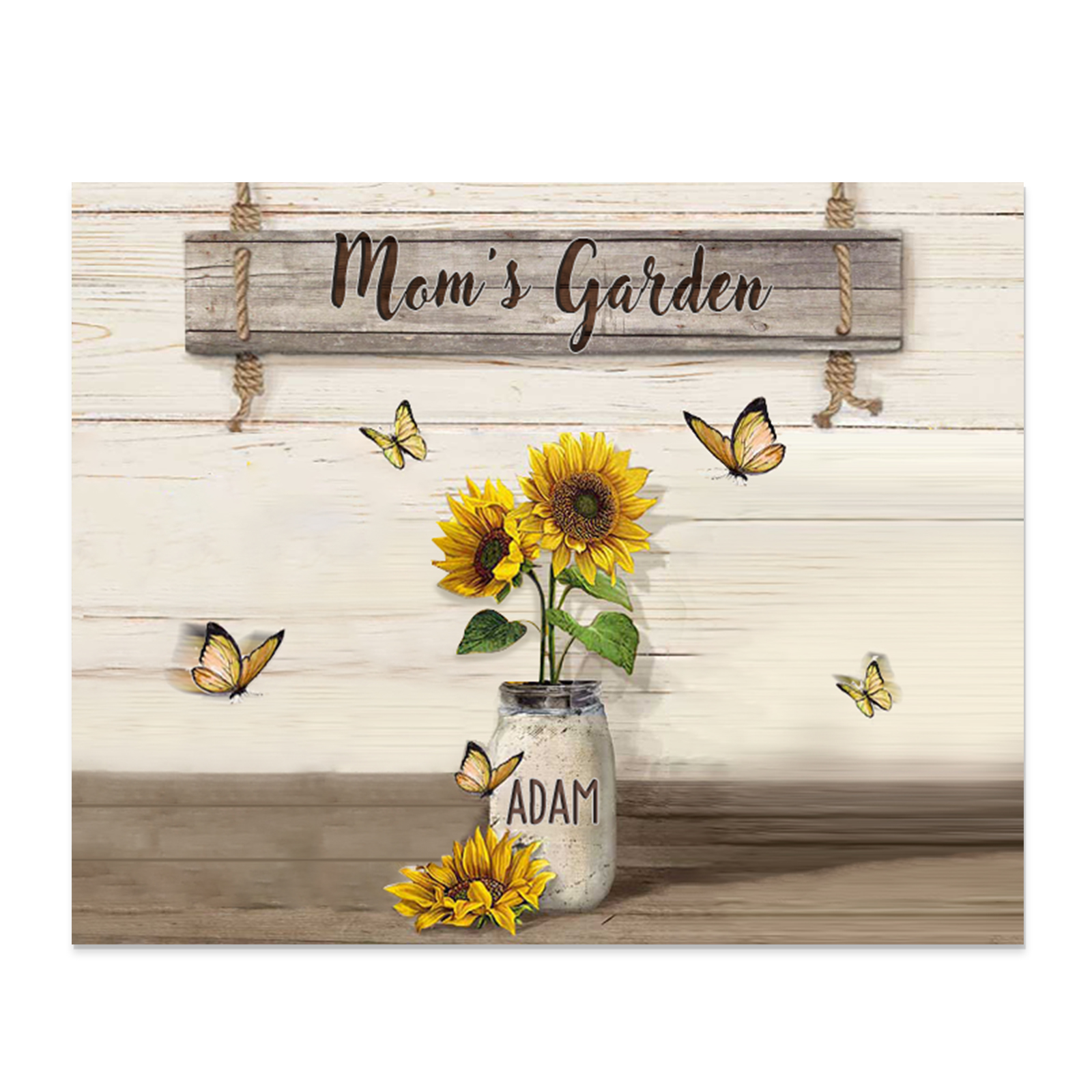 1 Name - Personalised Wooden Plaque Sunflowers Customised with Text Home Decoration Gift for Mother/Grandma-Jessemade AU