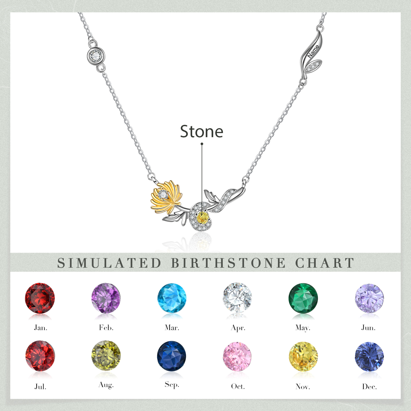 Personalised November Birthflower Necklace With Birthstone Best Gift For Her-Jessemade AU