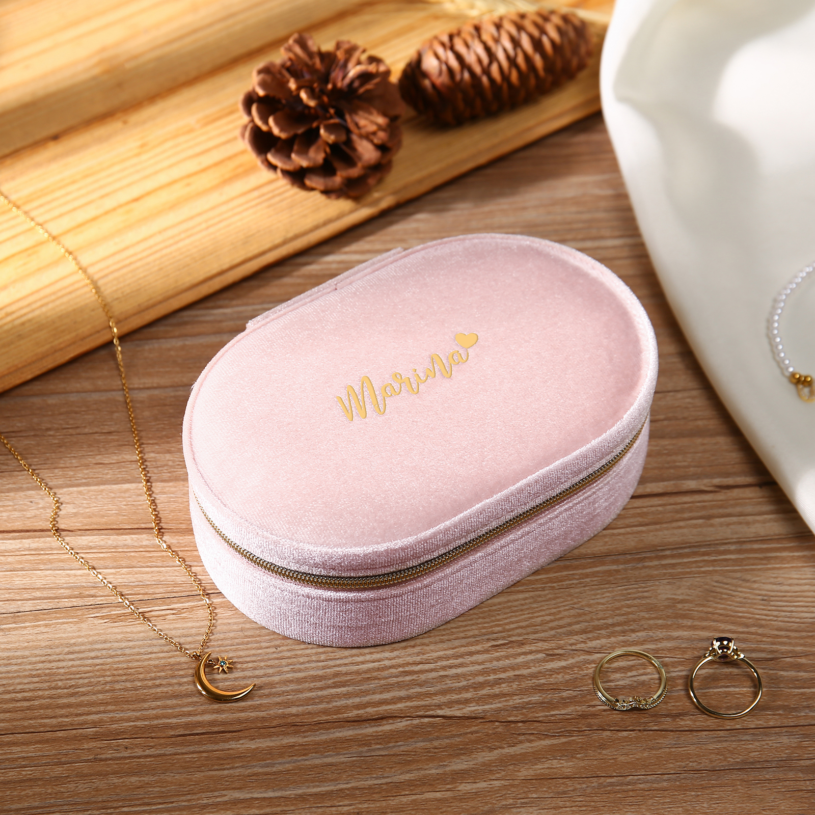 Personalised Name Jewelry Storage Box Zipper Custom Travel Jewelry Box Gifts for Ladies Girls-Jessemade AU