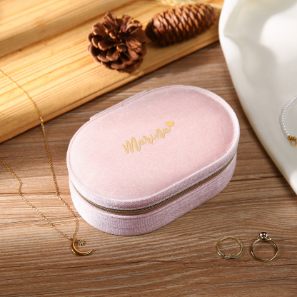 Personalised Name Jewelry Storage Box Zipper Custom Travel Jewelry Box Gifts for Ladies Girls-Jessemade AU