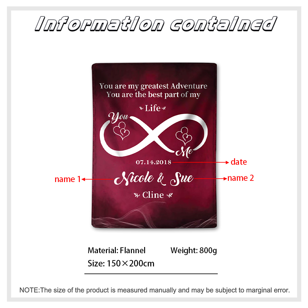 Personalised Couple Blanket Customised 2 Names & Date Blanket Gift for Him/Her - You Are The Best Part Of My Life-Jessemade AU