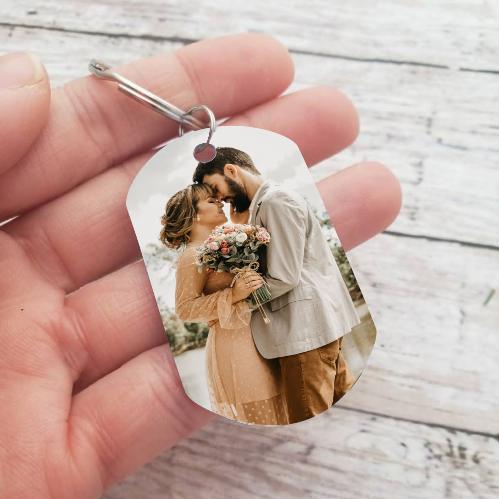 Couple Photo Keychain Customised 2 Names Keyring Valentine's Day Gifts - My Favourite Place in All The World is Next To You-Jessemade AU