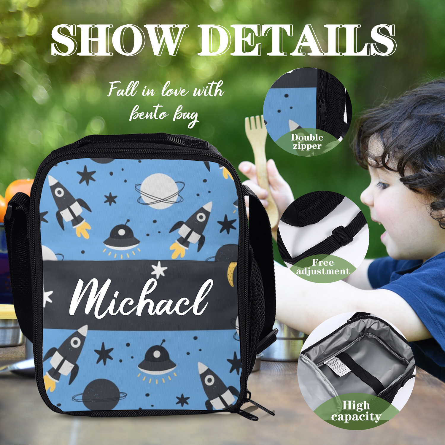 Custom Name Lunch Bag Personalised Rocket Lunch Box  Gifts for Kids-Jessemade AU