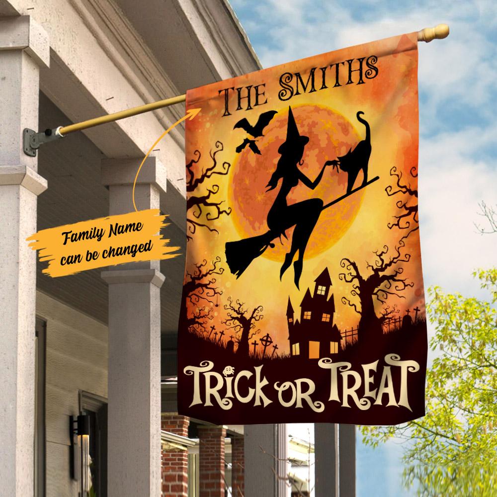 Personalised Witch Halloween Garden Flag "Trick or Treat"-Jessemade AU