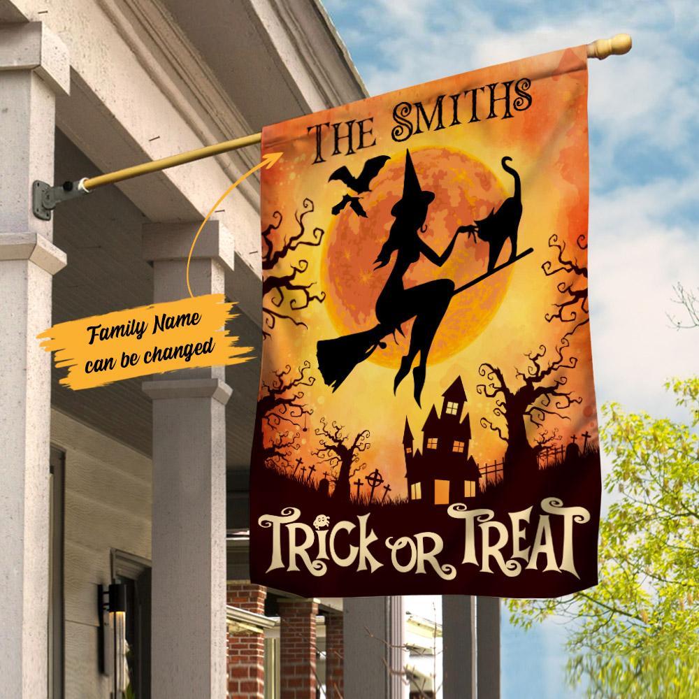 Personalised Witch Halloween Garden Flag "Trick or Treat"-Jessemade AU