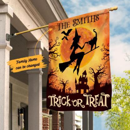 Personalised Witch Halloween Garden Flag "Trick or Treat"-Jessemade AU