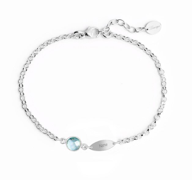 Personalised Bracelet With 1 Birthstone Engraved Names Bracelet Gift For Women