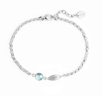 Personalised Bracelet With 1 Birthstone Engraved Names Bracelet Gift For Women-Jessemade AU