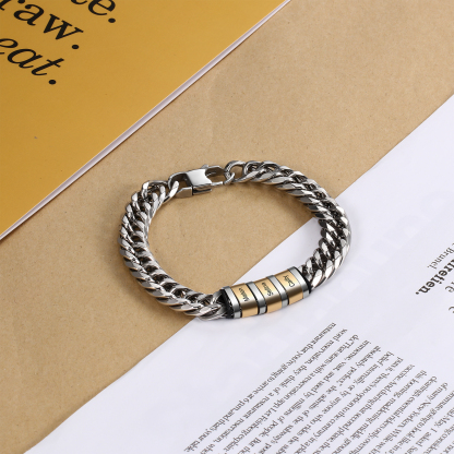 Personalised Cuban Chain Bracelet Customised Name Bracelet with 3 Beads-Jessemade AU