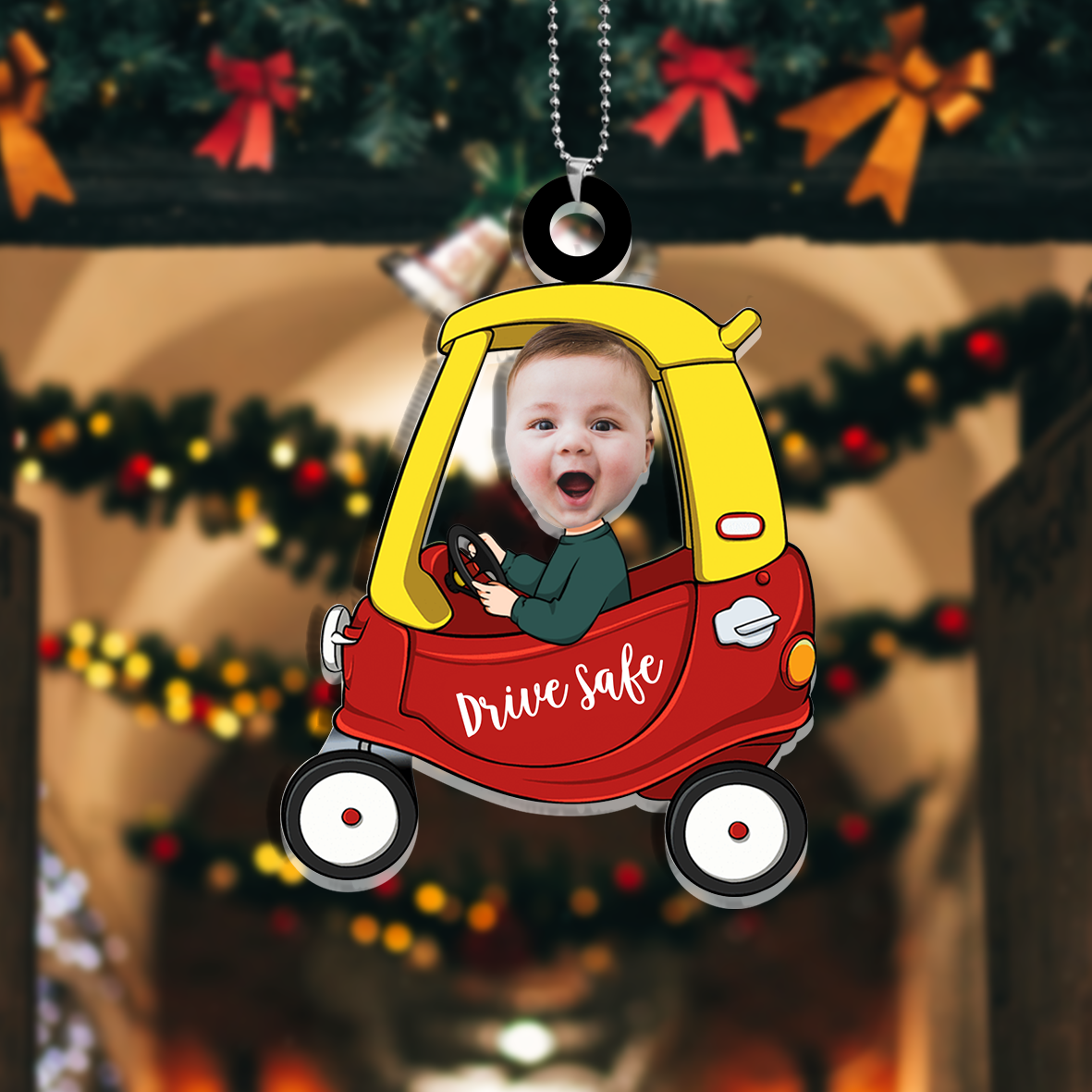 Drive Safe - Personalised Acrylic Keyrings Custom Baby Photo Car Hanging Ornament Pendant - Father's Day Gift for Dad-Jessemade AU