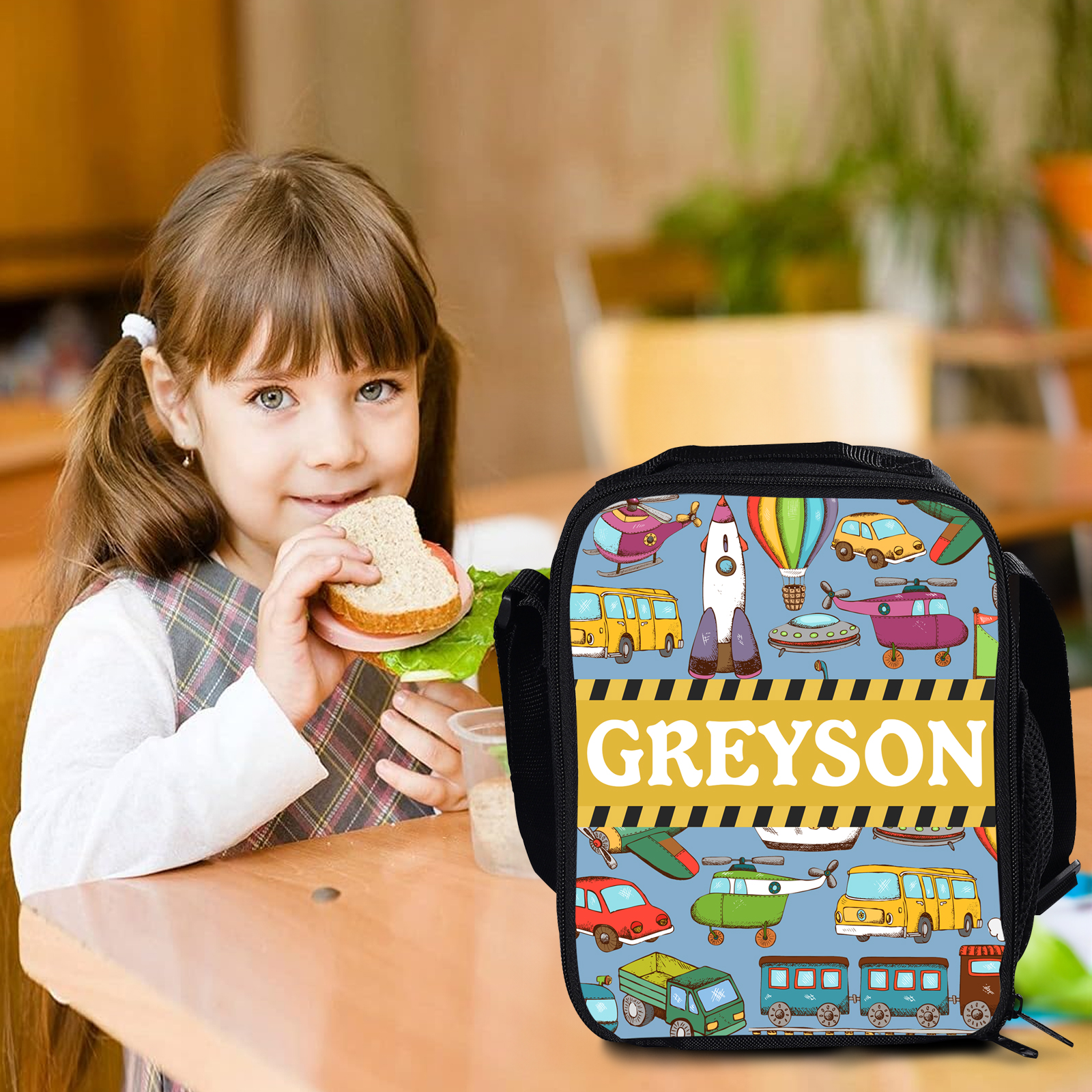 Custom Name Lunch Bag Personalised Cars Pattern Lunch Box Gifts for Kids-Jessemade AU