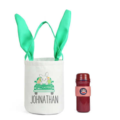 Easter Bunny Tote Bag Personalised Name & Text Bucket Bag Bunny Truck Basket Gifts For Kids-Jessemade AU