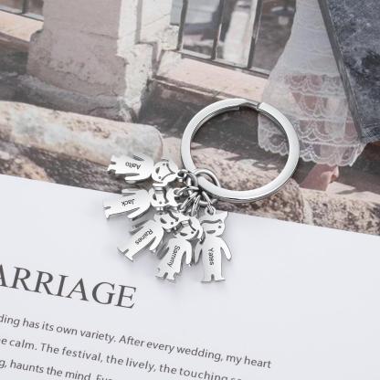 Personalised Kids Charm Keychain Engraved 1 Name Key Chain Gifts For Dad-Jessemade AU