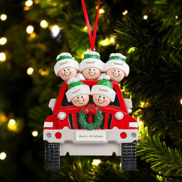 Personalised Family Car Christmas Tree Ornament with 5 Names Xmas Ornaments-Jessemade AU