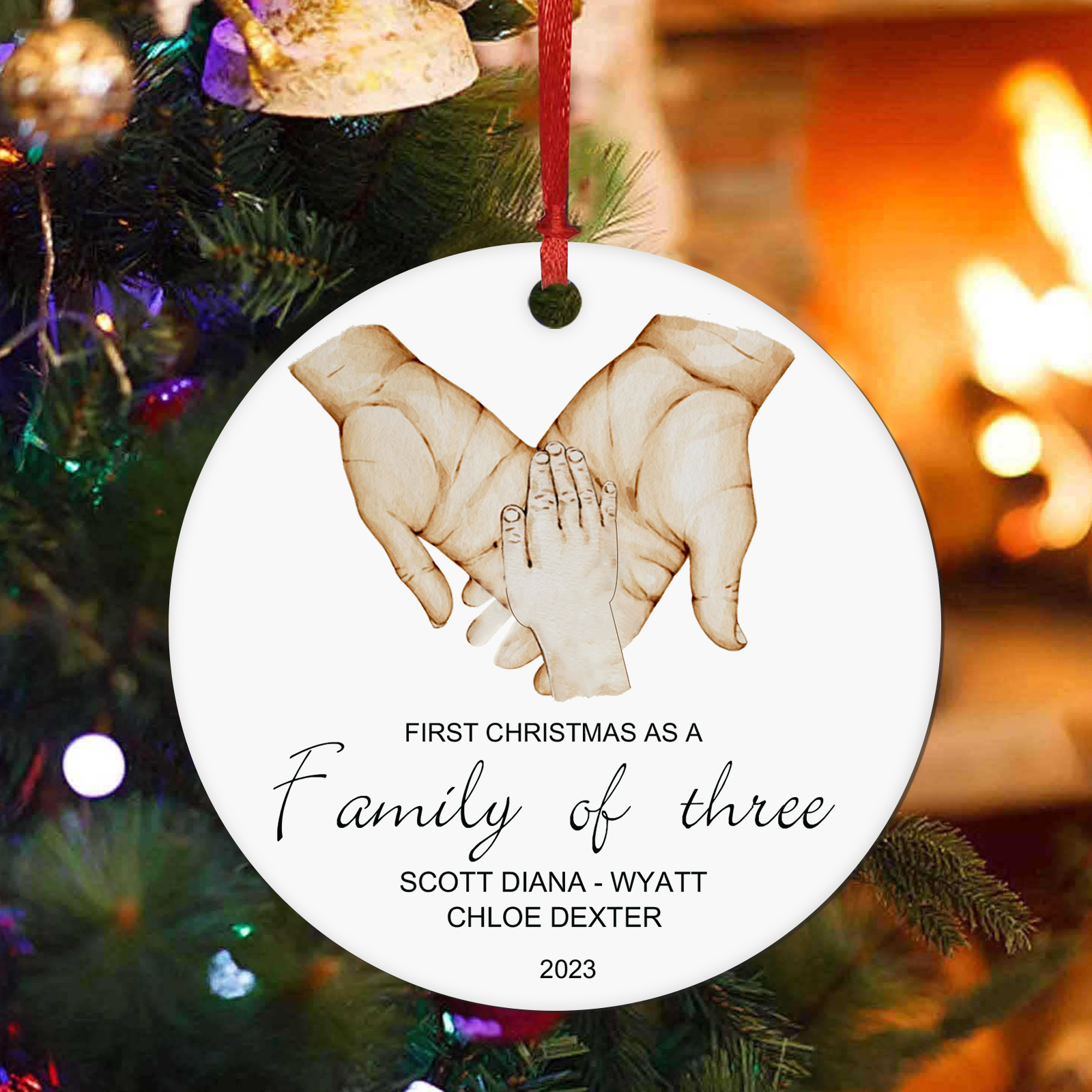 Personalised Christmas Tree Ornaments Wooden Palm Christmas Pendant Custom Text Gifts for Family Friends-Jessemade AU