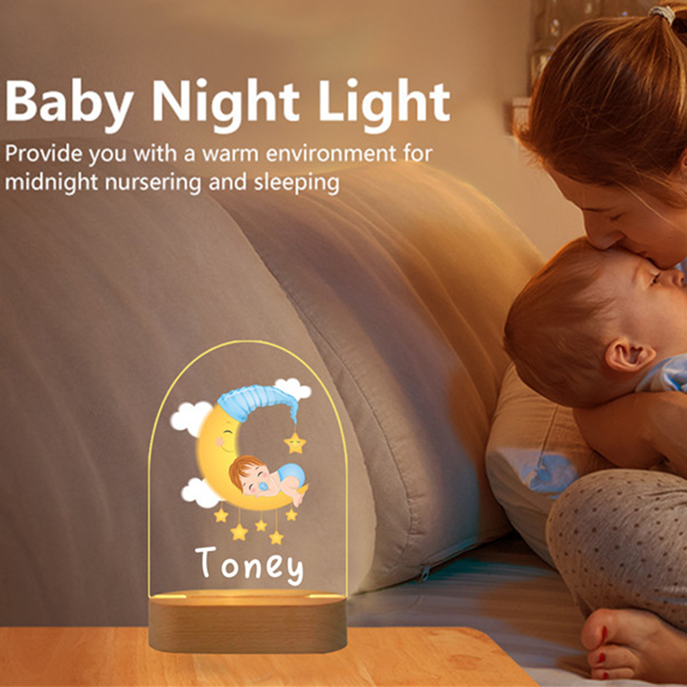 Personalised Sleeping Baby Night Light Custom Name LED Lamp Baby Gift for Kids-Jessemade AU