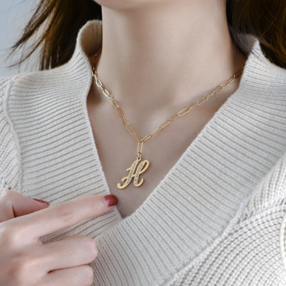 Personalised 1 Letter Women's Necklace Alphabet Necklace-Jessemade AU