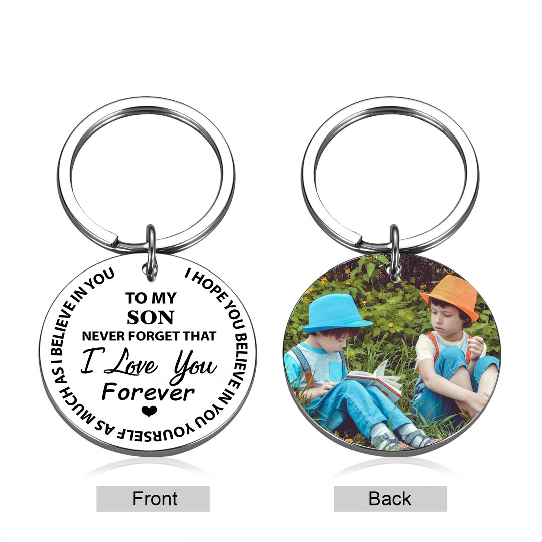 To My Son & Daughter Keyring Custom Photo Keychain "Never Forget That I Love You Forever" Personalised Gifts For Kids-Jessemade AU