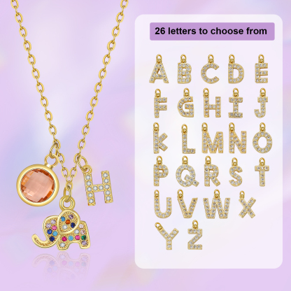 To My Daughter Personalised Elephant Necklace Custom Birthstone and Initial Kid's Necklace-Jessemade AU