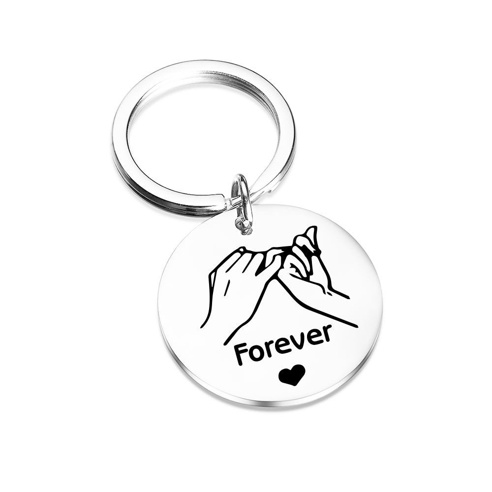 Pinky Swear Personalised Round Keychain Custom Text Keyring Gift For Friend/Sister/Bestie-Jessemade AU