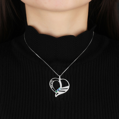 Personalised Heart Necklace With 3 birthstones Engraved Names Gift For Mother-Jessemade AU