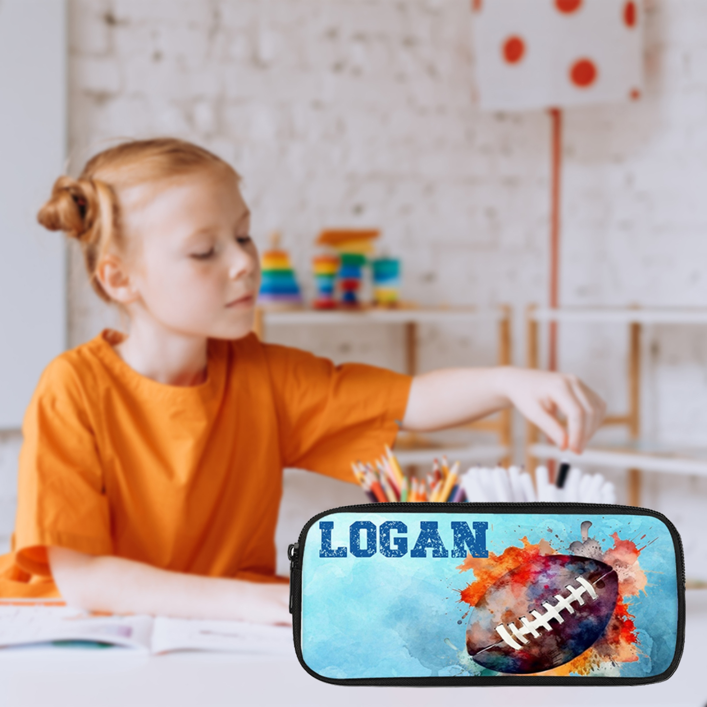 Personalised  Name Pencil Case Rugby Pen Bag Zipper Back to School Gifts for Student-Jessemade AU
