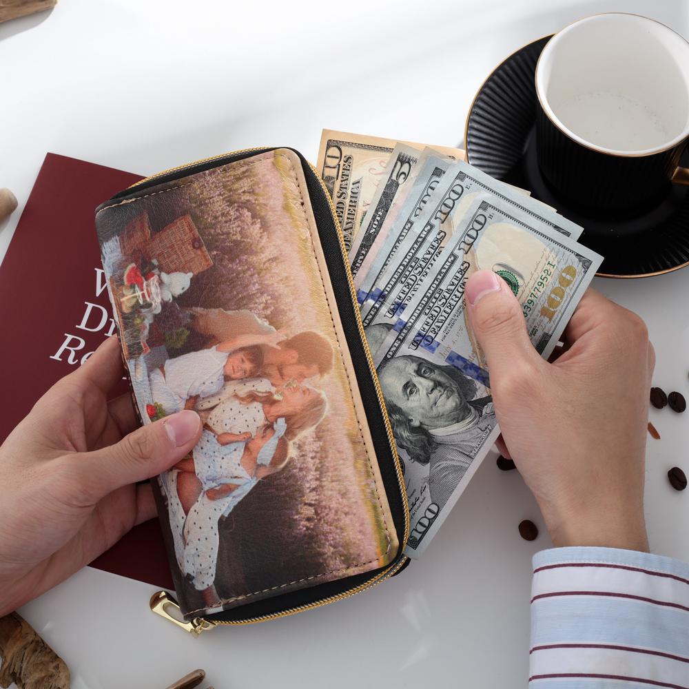 Personalised Photo Wallet Engraved Photo Long Purse Zip Wallet Gifts For Her-Jessemade AU