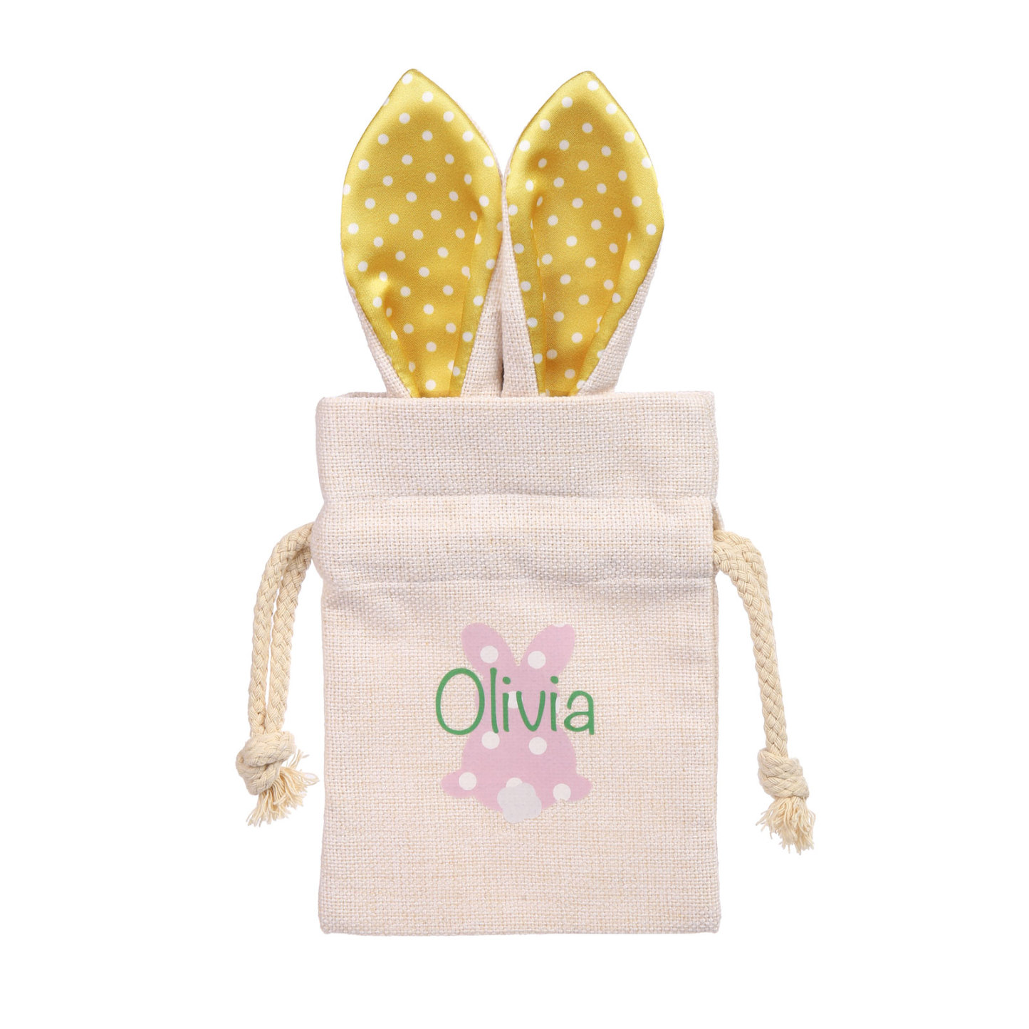 Personalised Bunny Tote Bag Customised with Name Bunny Drawstring Bag Easter Gifts-Jessemade AU