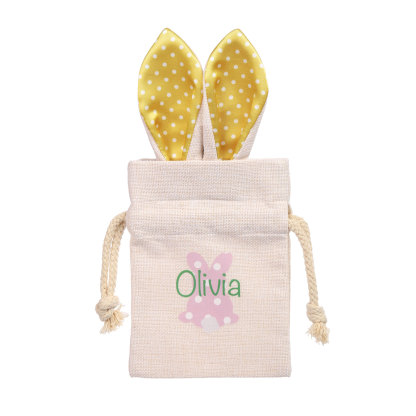 Personalised Bunny Tote Bag Customised with Name Bunny Drawstring Bag Easter Gifts-Jessemade AU