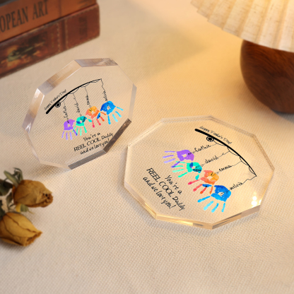 Personalised Acrylic Nine-Sided Shape Plaque Custom 4 Names Fishing Ornaments - You're A Real Cool Daddy And We Love You-Jessemade AU