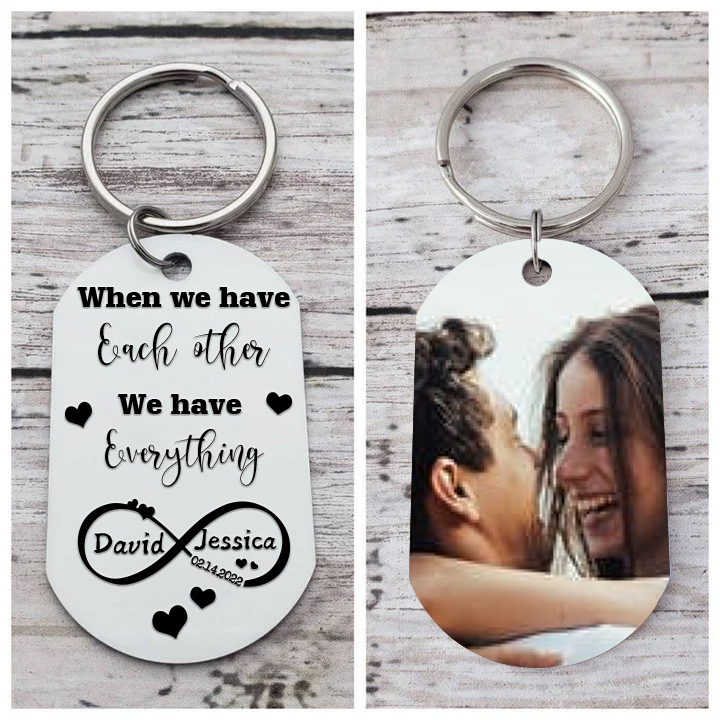 Couple Photo Keychain Custom 2 Names & Date Keyring Infinity Couples Gift - When We Have Each Other, We Have Everything-Jessemade AU