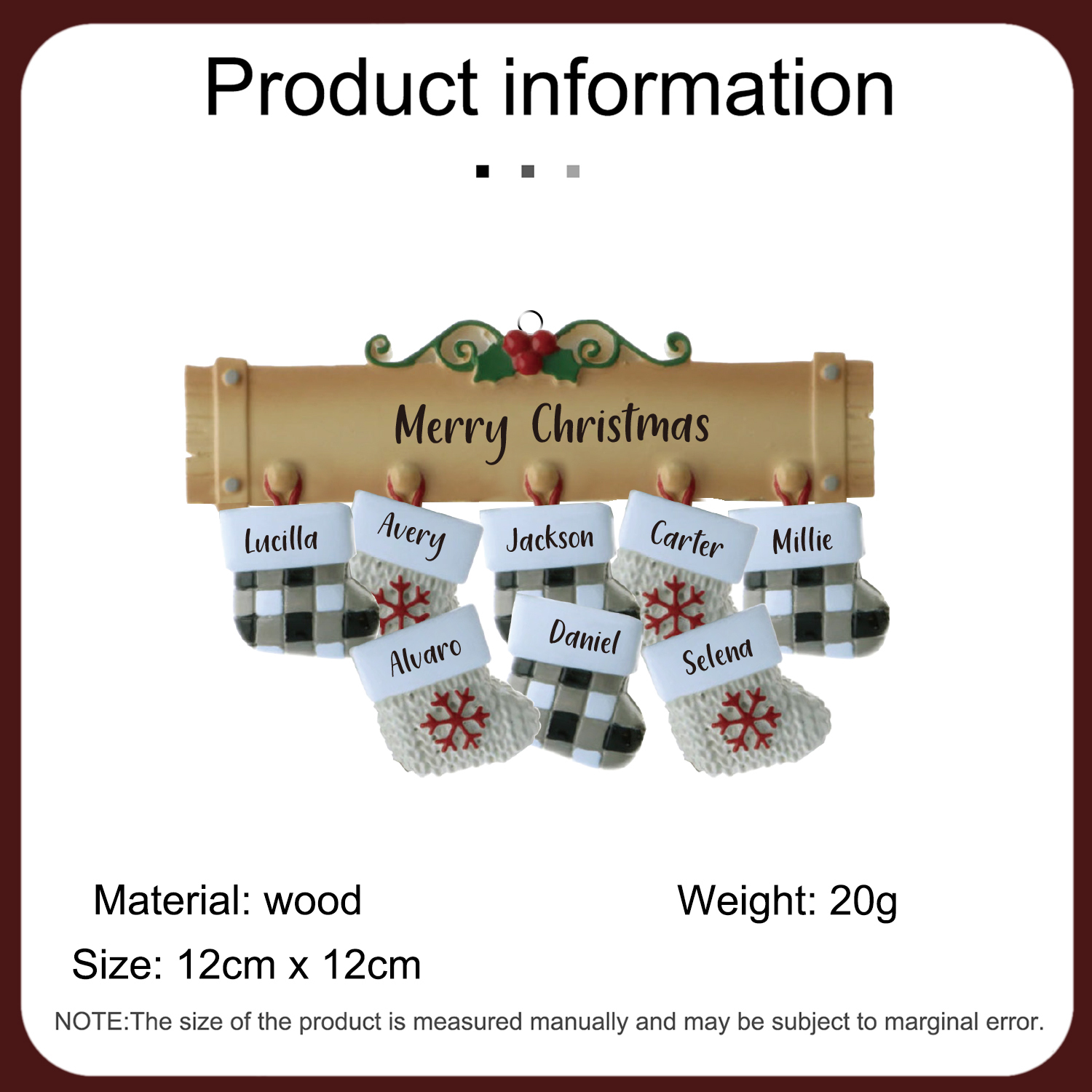 8 Names - Personalised Christmas Stockings Ornaments Customised Name & Text Christmas Decor Wooden Gifts for Family Friends-Jessemade AU