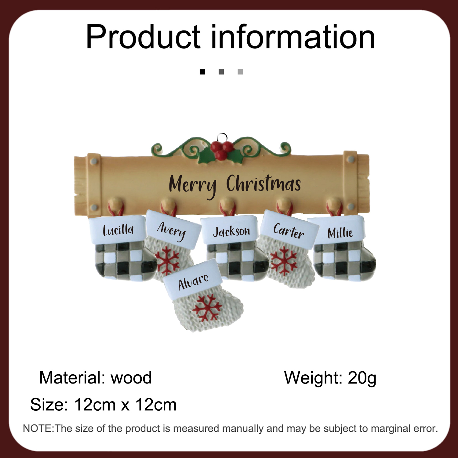 6 Names - Personalised Christmas Stockings Ornaments Customised Name & Text Christmas Decor Wooden Gifts for Family Friends-Jessemade AU