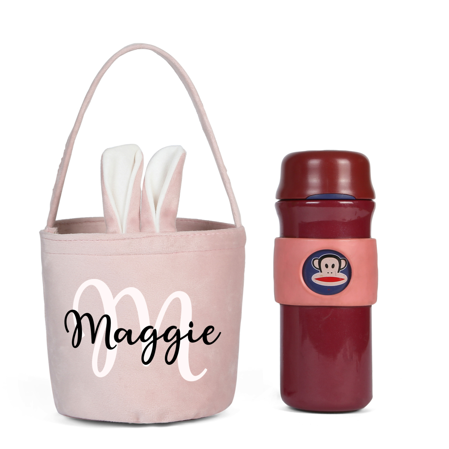 Personalised Bunny Tote Bag Customised with Name & Letter Bucket Bag Bunny Basket Easter Gifts-Jessemade AU