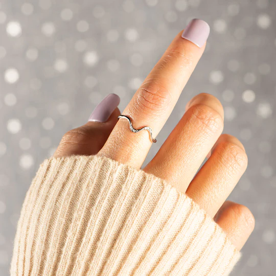 For Daughter-S925 Highs and Lows Minimalist Wave Ring-Jessemade AU